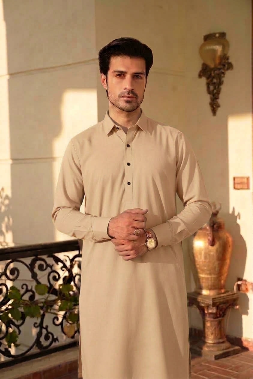 LIGHT BEIGE UNSTICHED WASH & WEAR