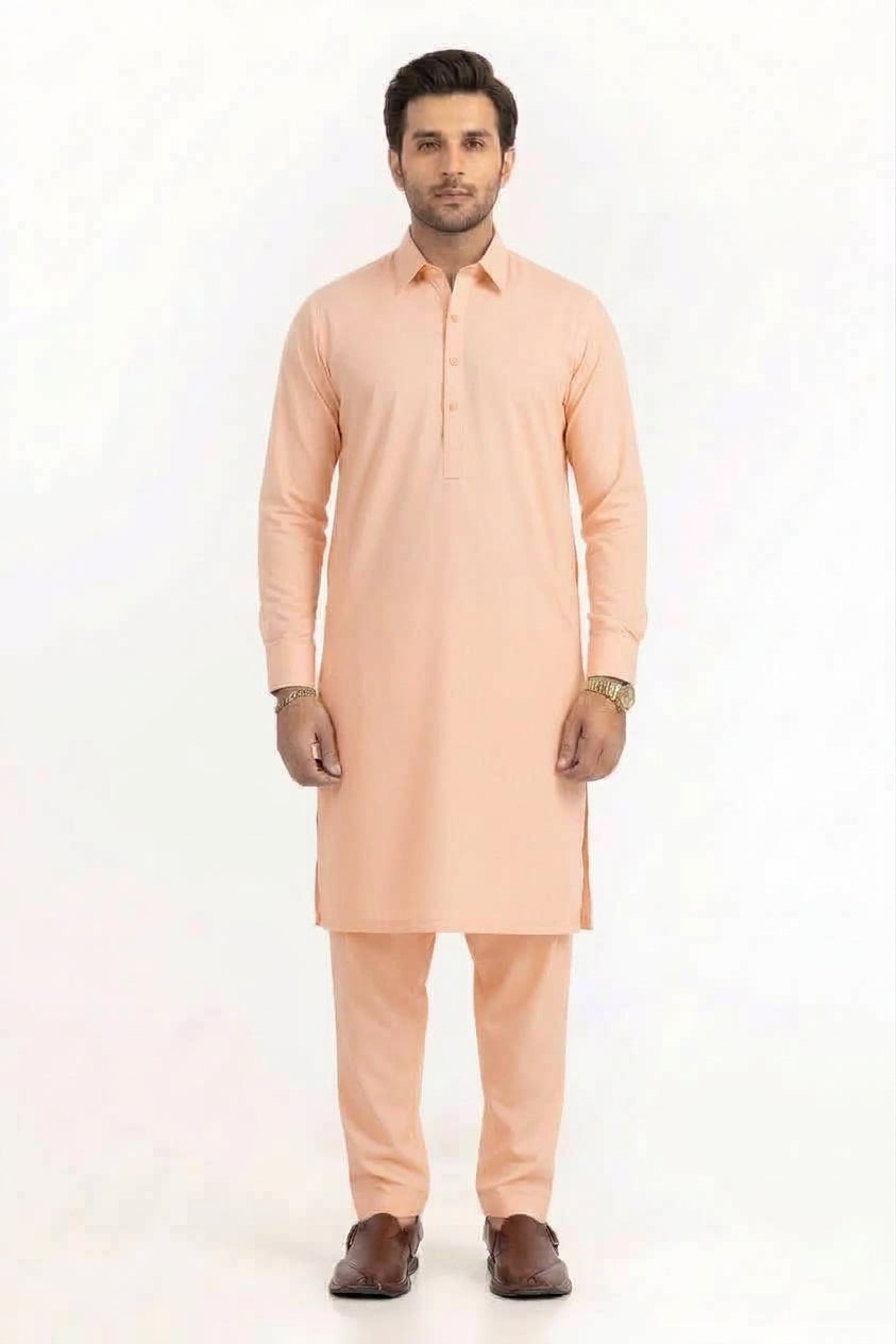 SOFT SALMON LATHA UNSTITCHED FABRIC COTTON
