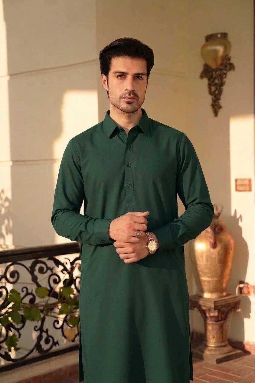 DEEP EMERALD GREEN UNSTICHED WASH & WEAR