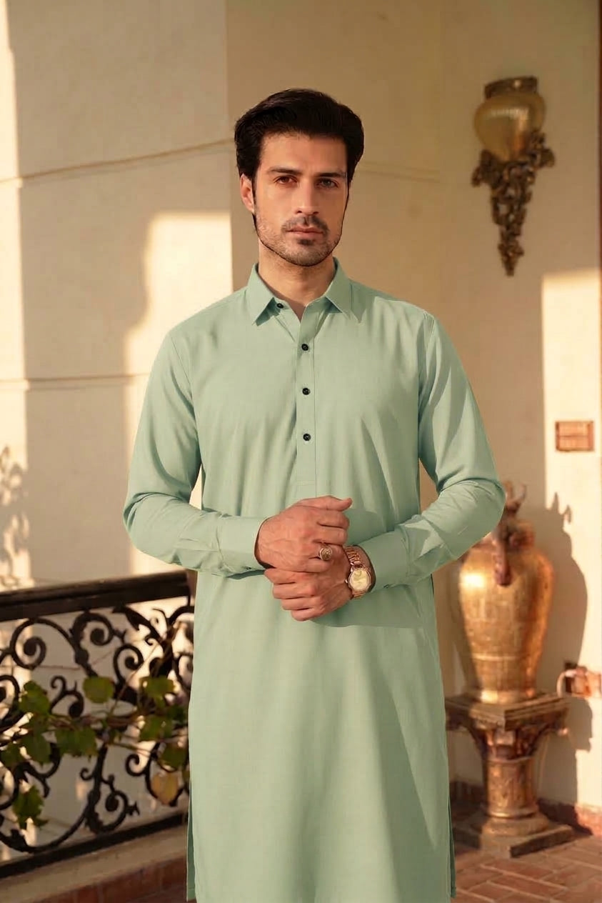 PASTEL GREEN UNSTICHED WASH & WEAR