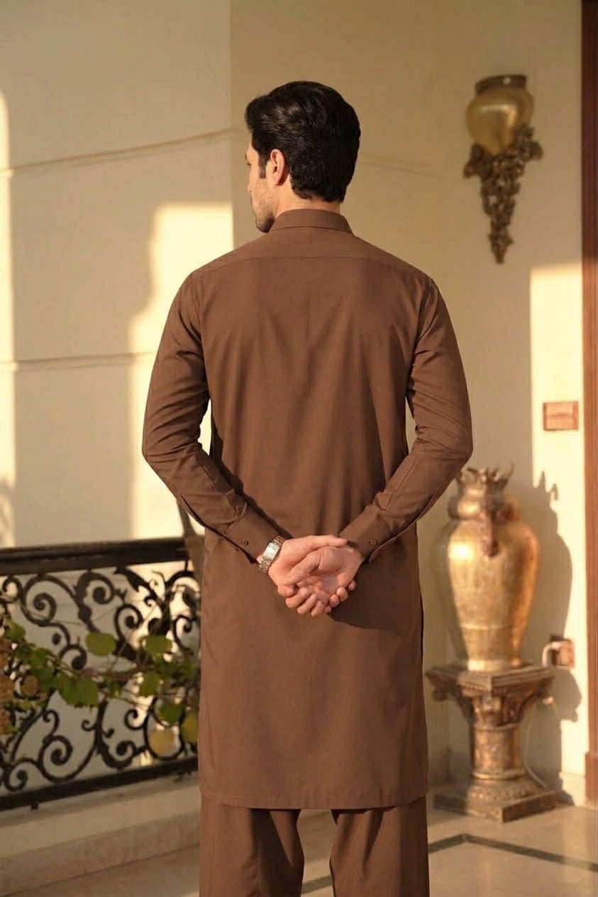 DARK BROWN UNSTICHED WASH & WEAR