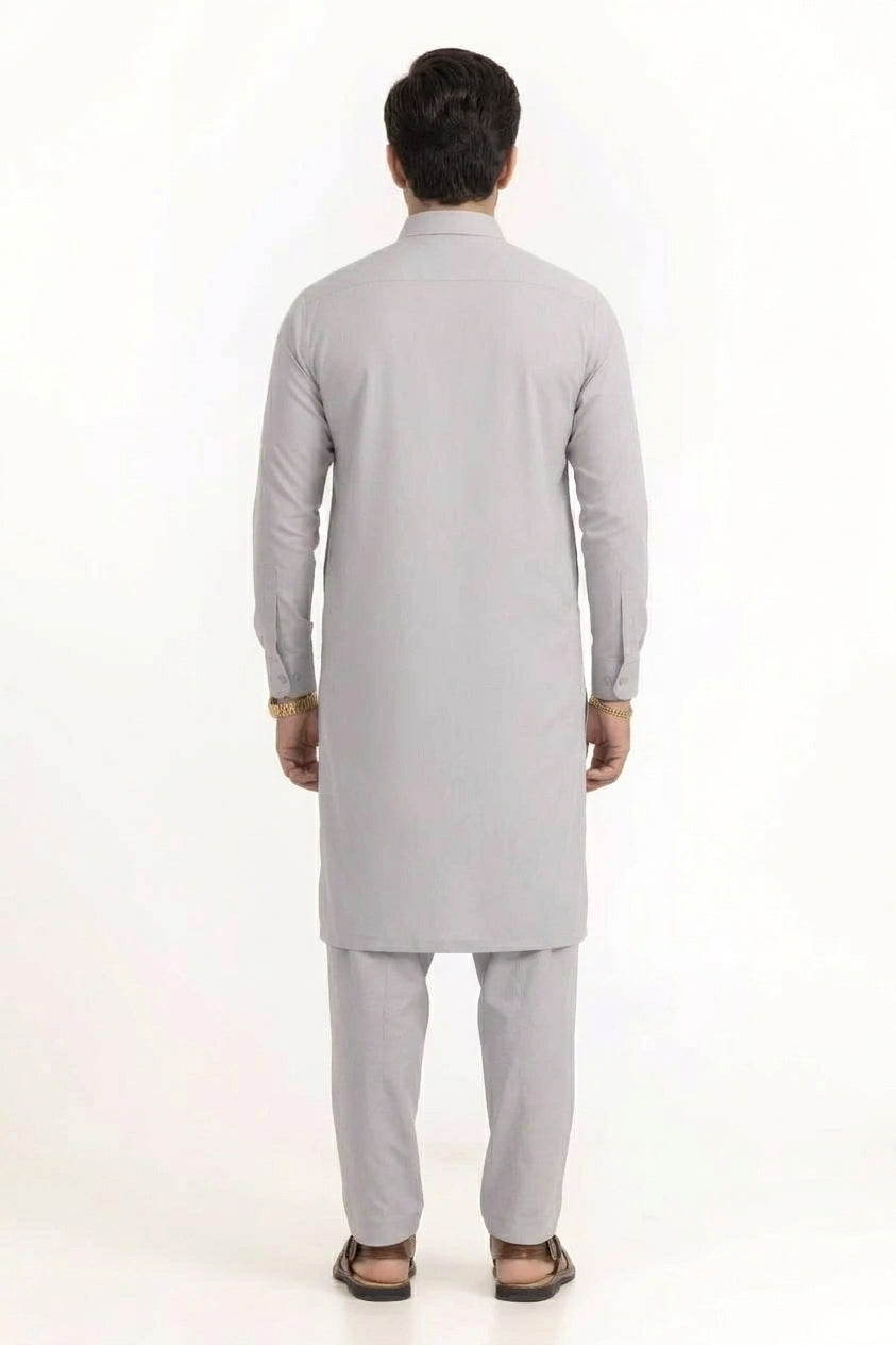 LIGHT GREY LATHA UNSTITCHED FABRIC COTTON