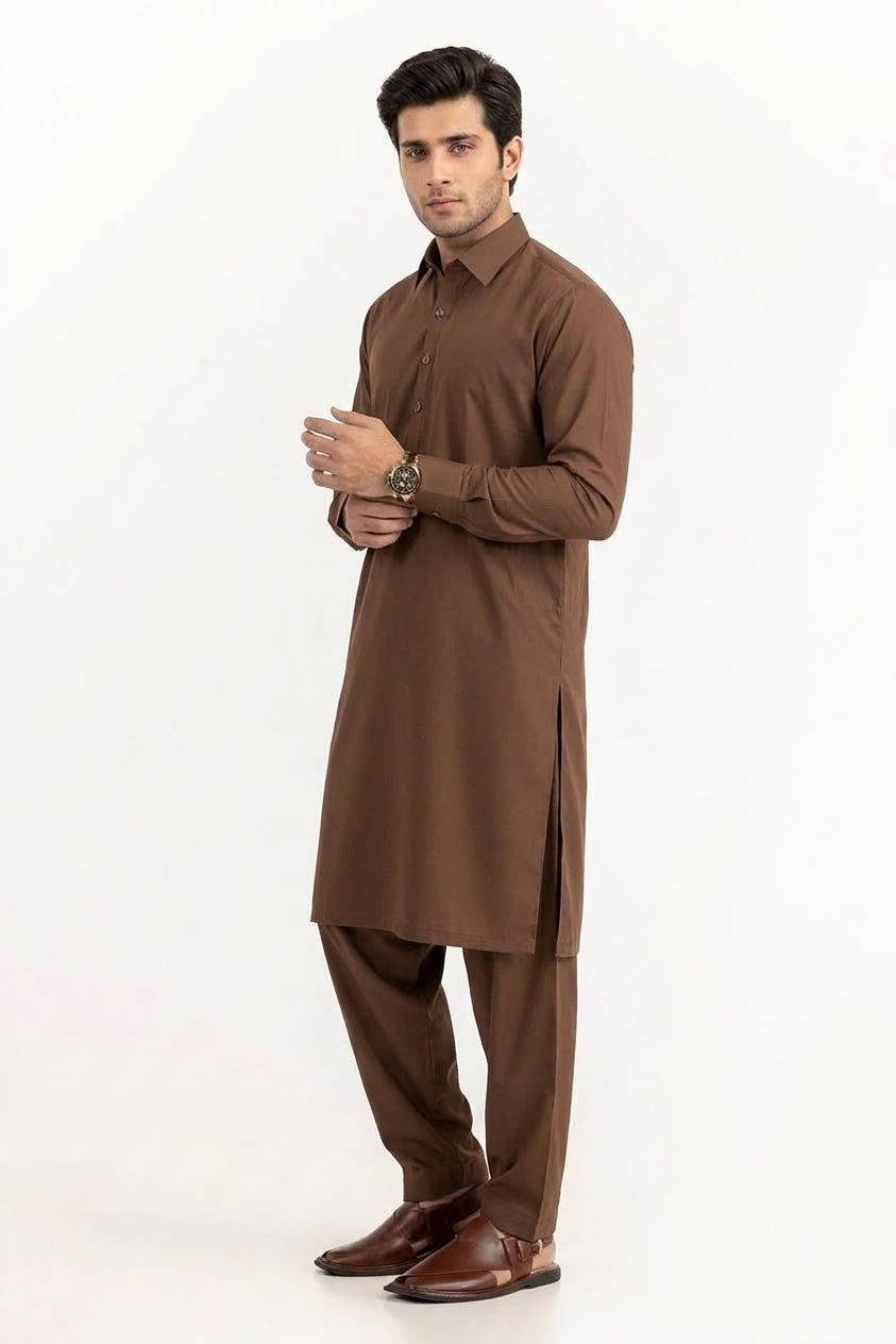 DARK BROWNISH LATHA UNSTITCHED FABRIC COTTON