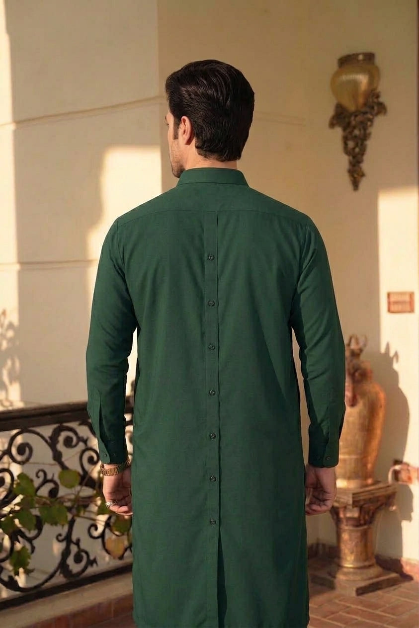 DEEP EMERALD GREEN UNSTICHED WASH & WEAR