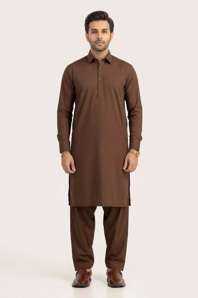 DARK BROWNISH LATHA UNSTITCHED FABRIC COTTON