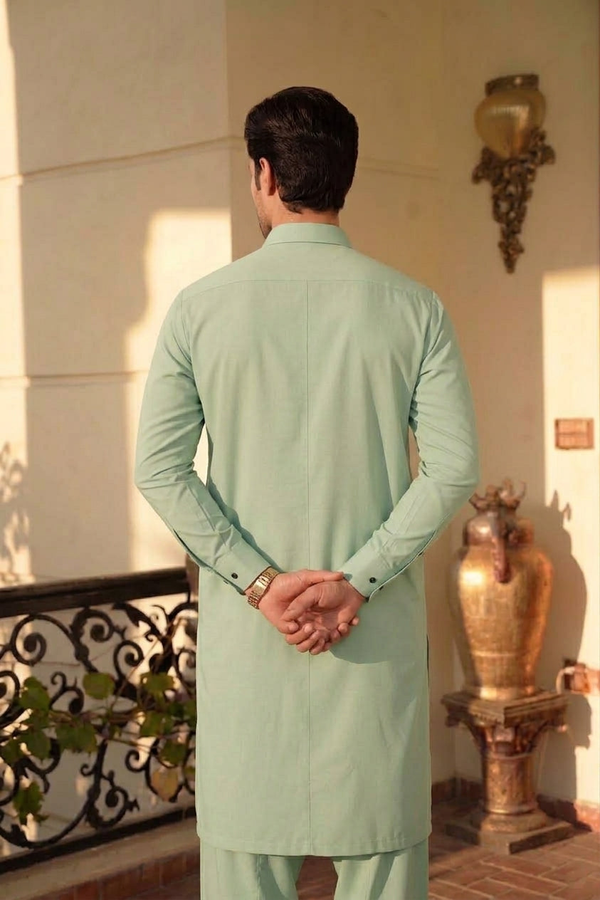 PASTEL GREEN UNSTICHED WASH & WEAR